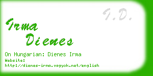 irma dienes business card